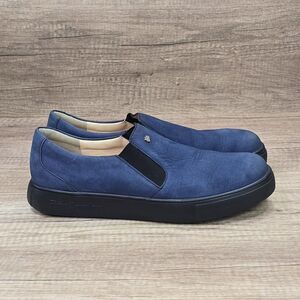 Finn Comfort Clayton Men's Size 8 Navy Blue Nubuck Leather Slip On Sneakers